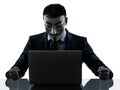 Man masked anonymous group member computing computer silhouette